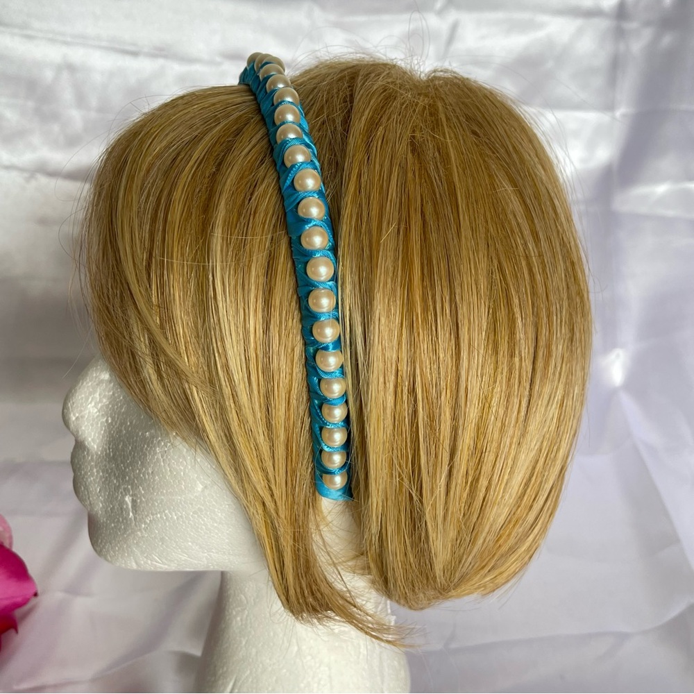 New Women and Girls Satin Hair Band Accessories Hand made blue - Picture 10 of 11